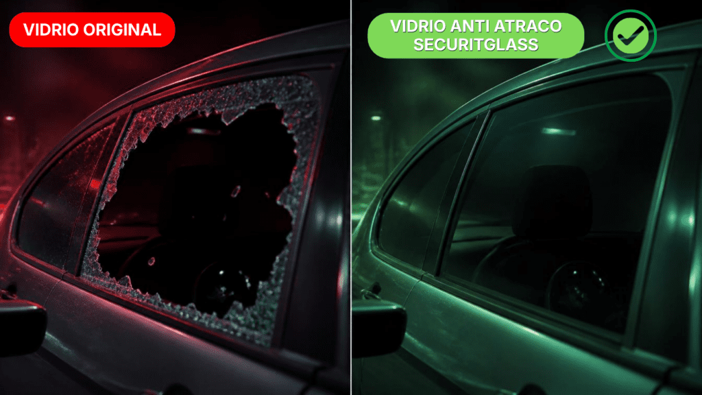 Instalación vidrio anti atraco sobre vidrio lateral original vehículo Colombia — Securitglass